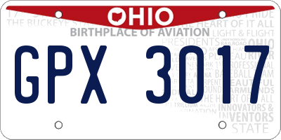 OH license plate GPX3017