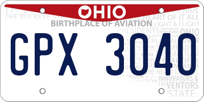 OH license plate GPX3040