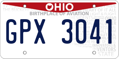 OH license plate GPX3041