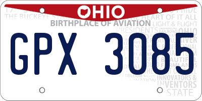 OH license plate GPX3085