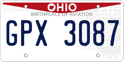 OH license plate GPX3087