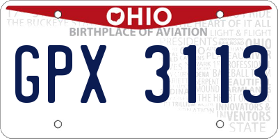 OH license plate GPX3113