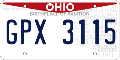 OH license plate GPX3115