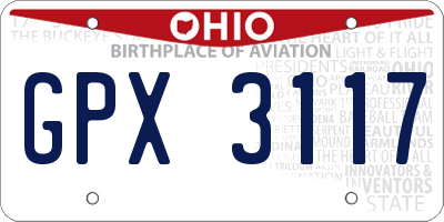 OH license plate GPX3117