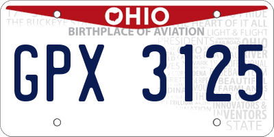 OH license plate GPX3125
