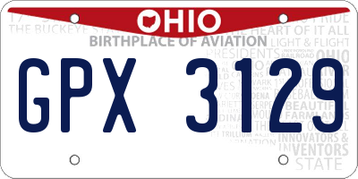 OH license plate GPX3129