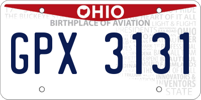 OH license plate GPX3131