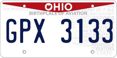 OH license plate GPX3133