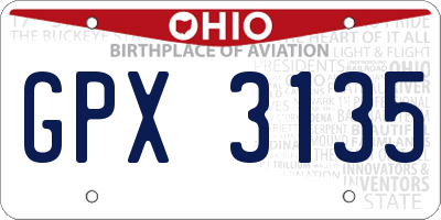 OH license plate GPX3135