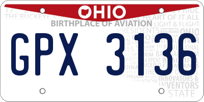 OH license plate GPX3136