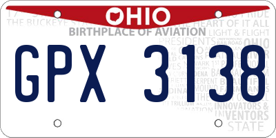 OH license plate GPX3138