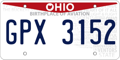 OH license plate GPX3152