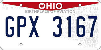 OH license plate GPX3167