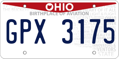 OH license plate GPX3175