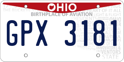 OH license plate GPX3181