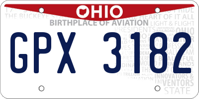 OH license plate GPX3182