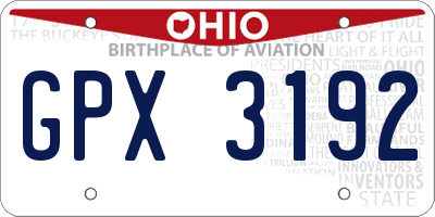 OH license plate GPX3192