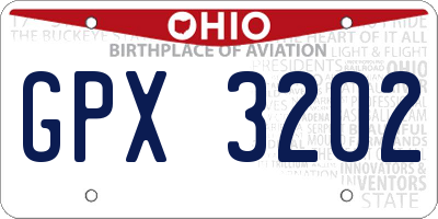OH license plate GPX3202