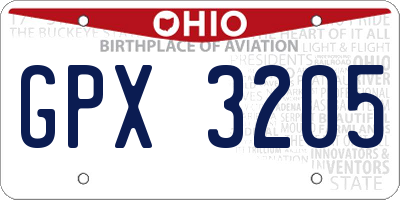 OH license plate GPX3205