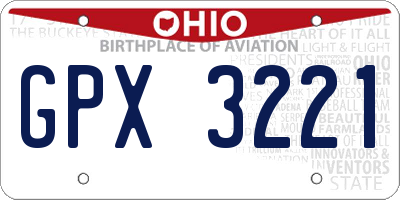 OH license plate GPX3221