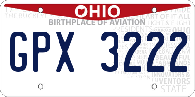 OH license plate GPX3222