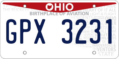 OH license plate GPX3231