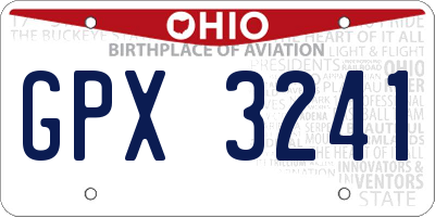 OH license plate GPX3241