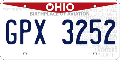 OH license plate GPX3252