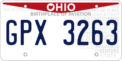 OH license plate GPX3263