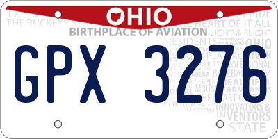 OH license plate GPX3276