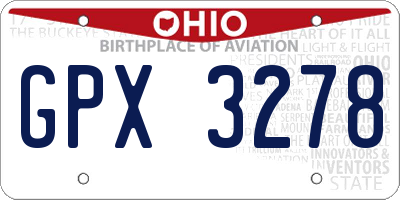 OH license plate GPX3278