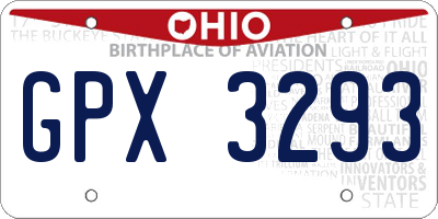 OH license plate GPX3293