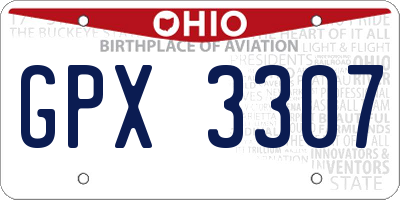 OH license plate GPX3307