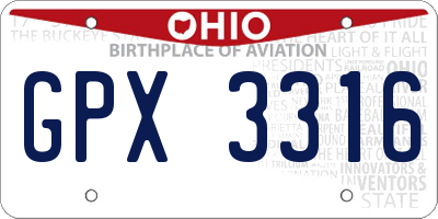 OH license plate GPX3316