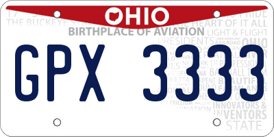 OH license plate GPX3333