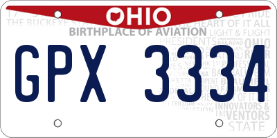 OH license plate GPX3334