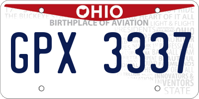 OH license plate GPX3337