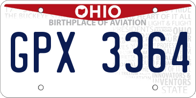 OH license plate GPX3364