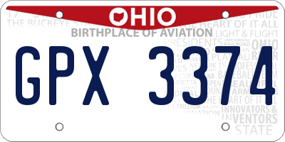 OH license plate GPX3374