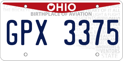 OH license plate GPX3375