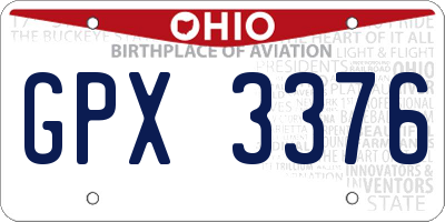 OH license plate GPX3376