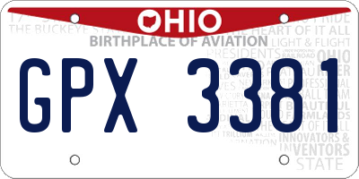 OH license plate GPX3381