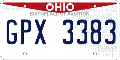 OH license plate GPX3383