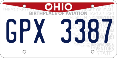OH license plate GPX3387