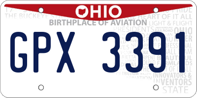 OH license plate GPX3391