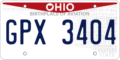 OH license plate GPX3404