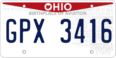 OH license plate GPX3416
