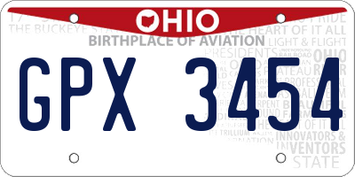 OH license plate GPX3454