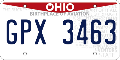 OH license plate GPX3463