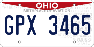 OH license plate GPX3465